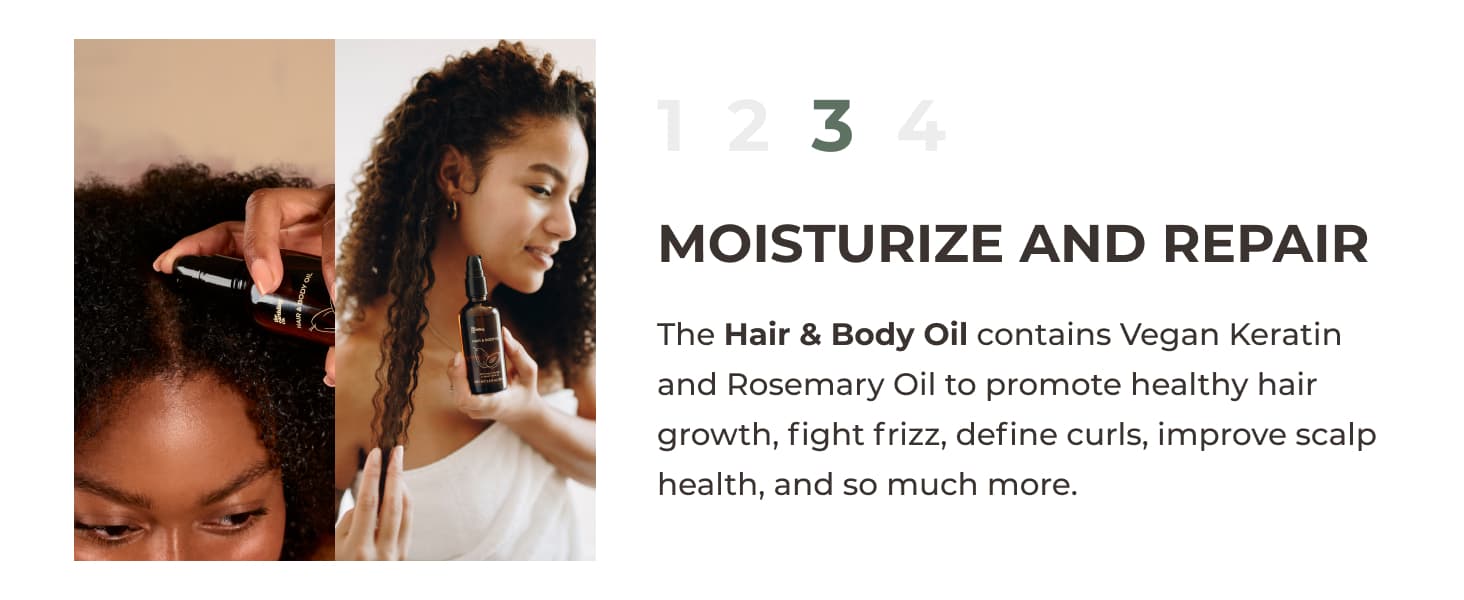 using hair & body oil on scalp and curls