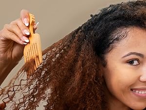 Model combing hair