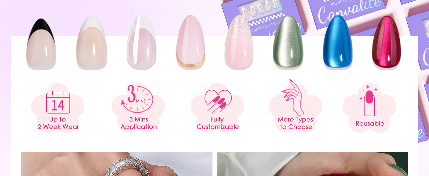 press on nails almond