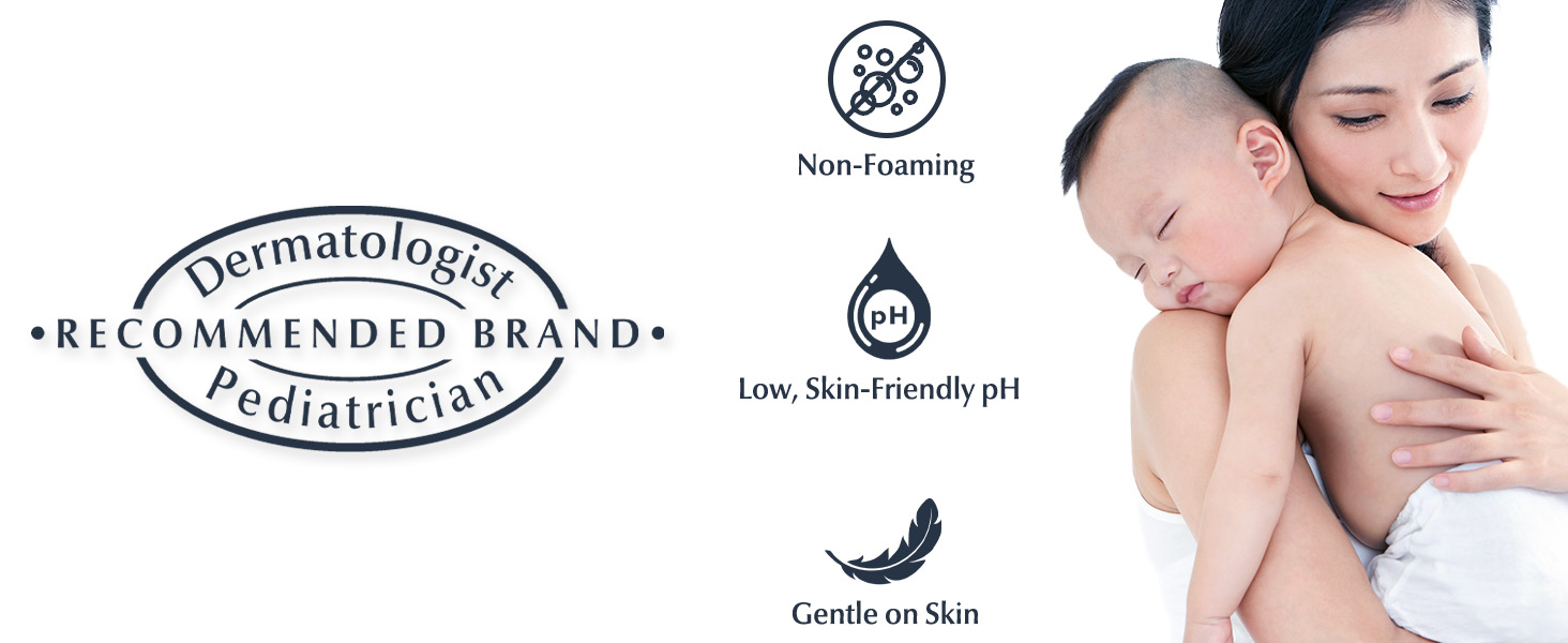 Dermatologist and Pediatrician recommended brand. Non-foaming, low pH, gentle on skin