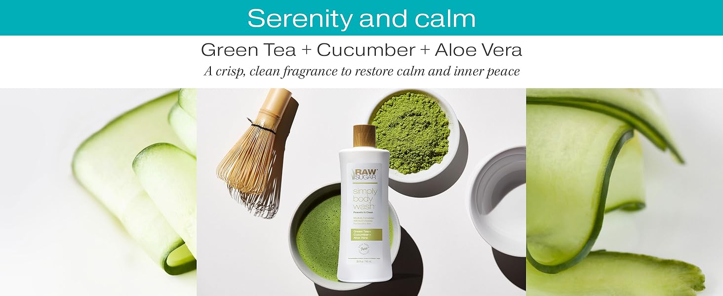 Green Tea Cucumber Aloe Vera calm fresh scent clean skin soothing body wash