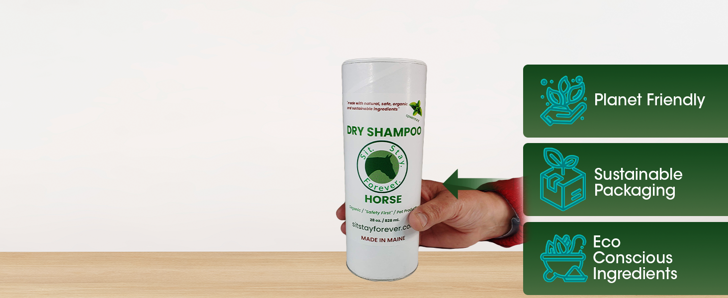 Horse Dry Powder Shampoo, waterless horse grooming supplies, horse coat defense