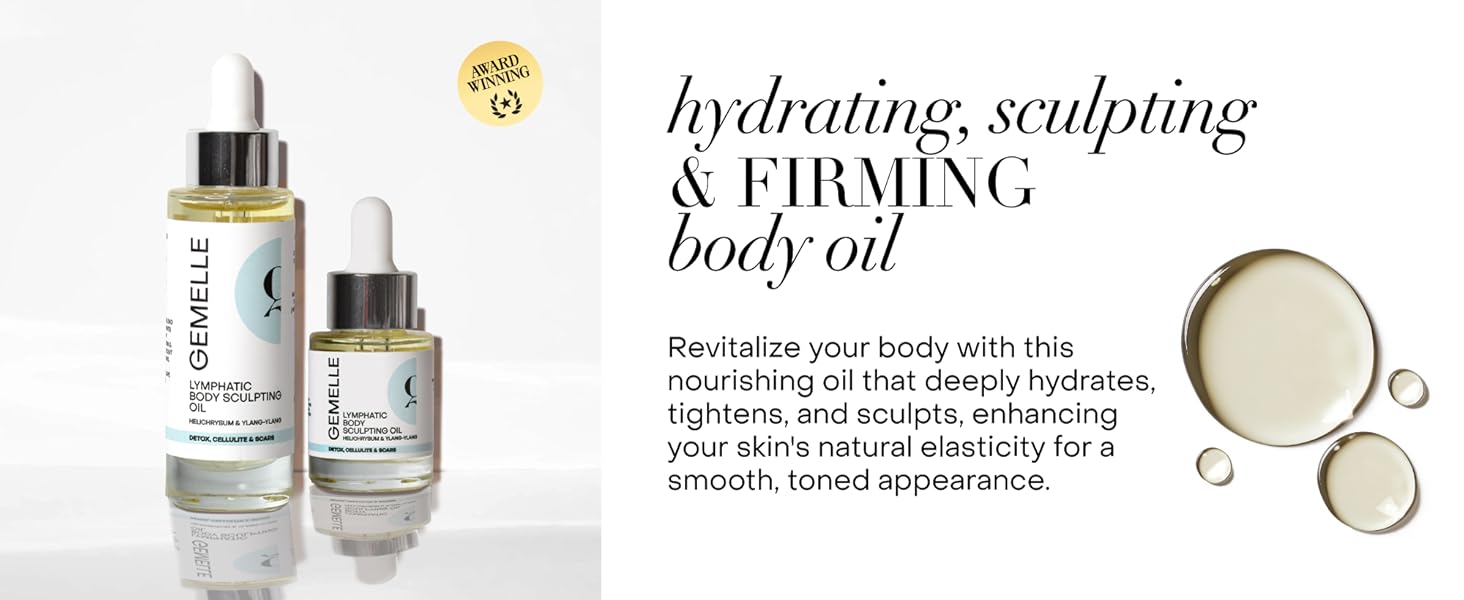 GEMELLE Lymphatic Body Sculpting Massage Oil for cellulite, scars, sculpting and self-care
