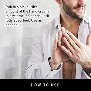 rub in a nickel - size amount of the hand cream to dry, cracked hands until fully absorbed. use as needed.