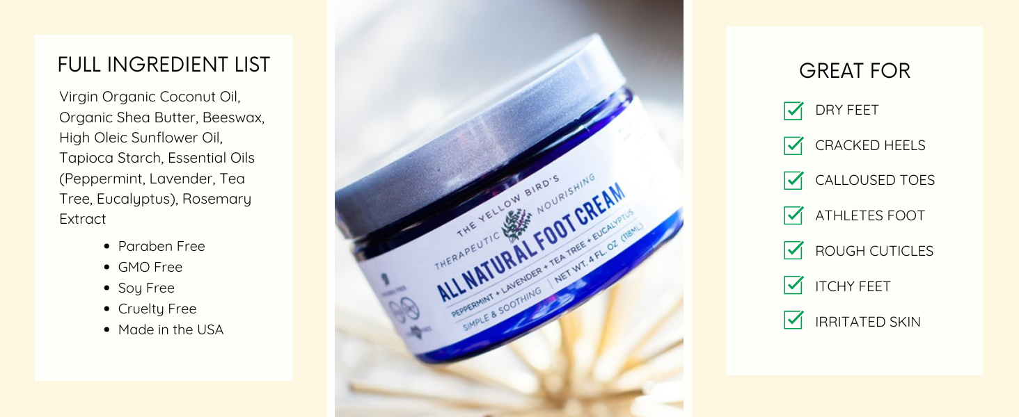 yellow bird foot natural foot cream ingredients