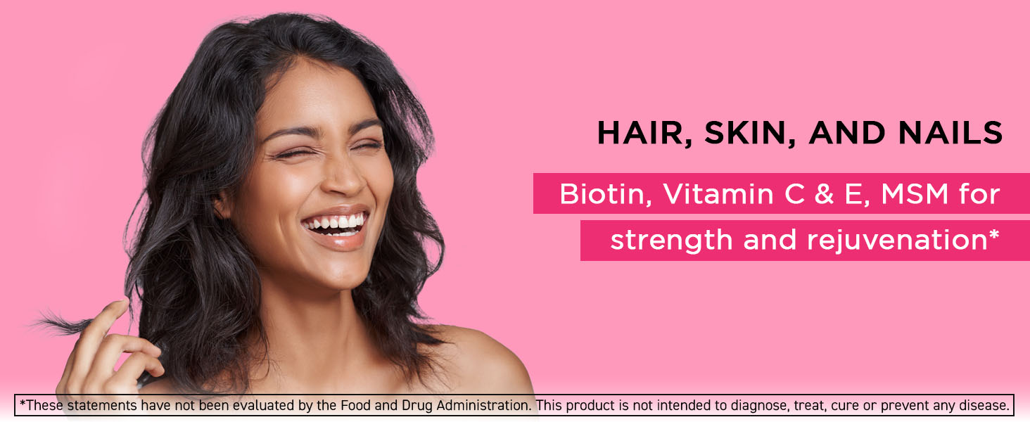 Biotin vitamin c vitamin e msm hair skin and nails