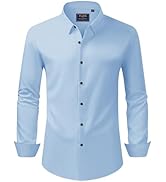 J.VER Men's Dress Shirts Stretch Long Sleeve Formal Shirt Solid Business Casual Button Down Shirt...