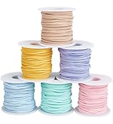 BENECREAT 6Pcs 6Colors Faux Suede Cord, 2mm 147Yards Flat Suede Leather Lace, Colored Assorted Fl...