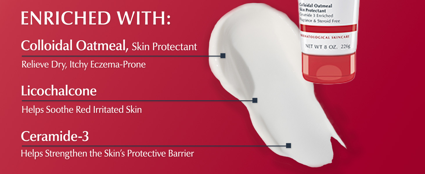 Enriched with colloidal oatmeal (a skin protectant), Licochalcone, Ceramide-3