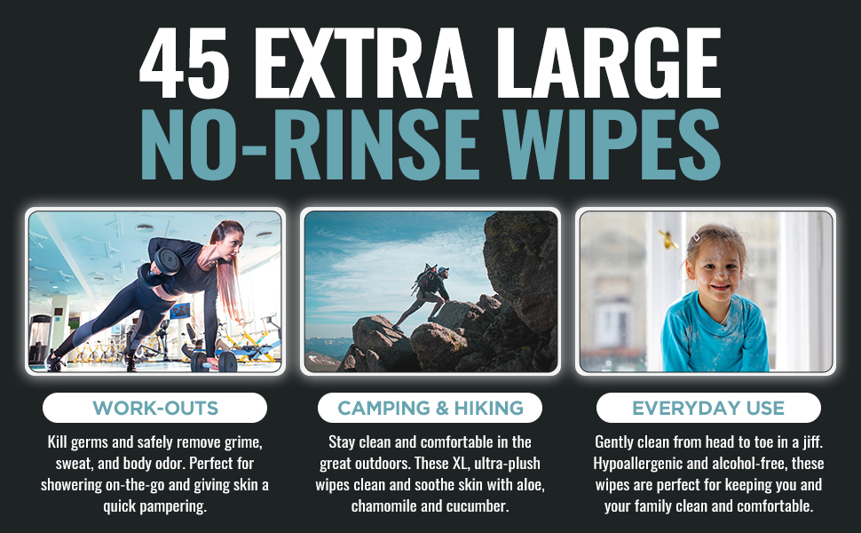 45 XL No-Rinse Wipes