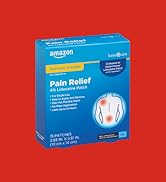 Amazon Basic Care Maximum Strength OTC Pain Relief , 4% Lidocaine Patch, 3.9” x 5.5”, 15-Count Bo...
