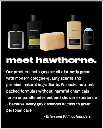 Hawthorne mens cologne, shampoo for men, body wash and deodorant for men. Best-smelling mens care.