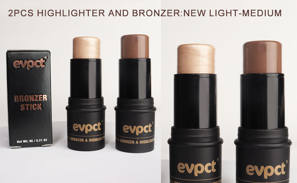 evpct 2Pcs Face Cream Contour Bronzer Sticks Makeup Highlighter