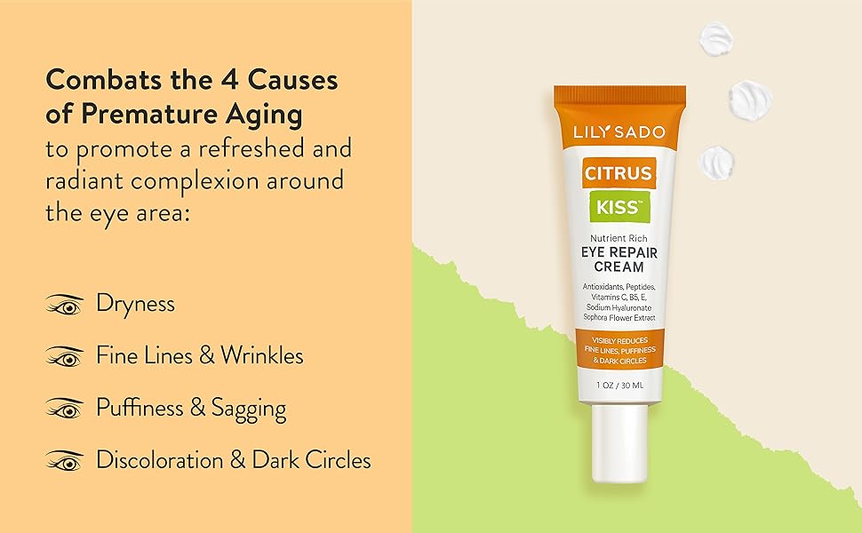 LILY SADO CITRUS KISS EYE CREAM natural eye gel creams lotion Vitamin C dark eye circles bags 