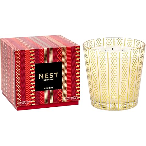 NEST New York Scented 3-Wick Candle, Holiday - 21.2 oz - Up to 100-Hour Burn Time - Reusable Glass Vessel