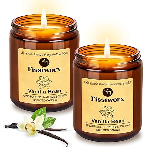 Vanilla Scented Candle Set 2 Pack, Candle for Home Scented, Odor Eliminating, Stres...