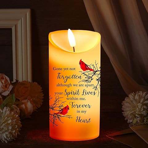 Memorial Candles Sympathy Gifts LED Flameless Cardinal Bereavement Candles for Loss of Loved One Sympathy Cardinal Gifts Battery Candle for Prayers(Bird Style)
