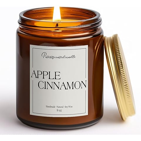 Cinnamon Apple Scented Candles for Home, Natural Soy Wax Aromatherapy Candle Gifts ...