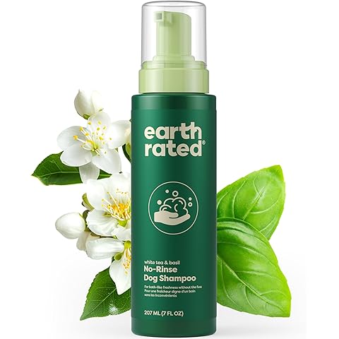 Earth Rated Waterless Dog Shampoo & Conditioner, Convenient No-Rinse Wash for Cleaning, Conditioning & Detangling, for All Coat Types, Refreshing White Tea and Basil Scent, 7 oz