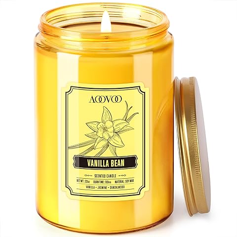 AOOVOO Vanilla Bean Candle for Home 22oz Scented Candle for Women Large Soy Candles Over 110 Hours of Burn Time