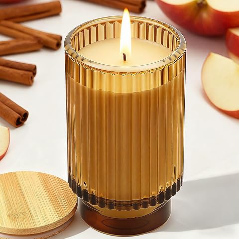 Apple Cinnamon Scented Candle Fall Candles, 70 Hours Long Burning Natural Soy Candle, Autumn Candle Gift, Luxury Candles Gifts for Women & Men, House Warming Gift