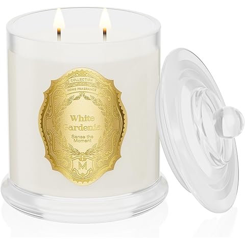 White Gardenia Candles for Home Scented, 2 Wick 12.7oz Soy Wax Candles Non Toxic,70...
