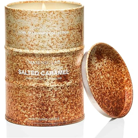 M&SENSE Salted Caramel Scented Candles Natural Non Toxic, Aromatherapy Candle for Stress Relief Meditation Relaxing, Housewarming Gifts for Women Men, 11.3oz 70 Hour Long Burning
