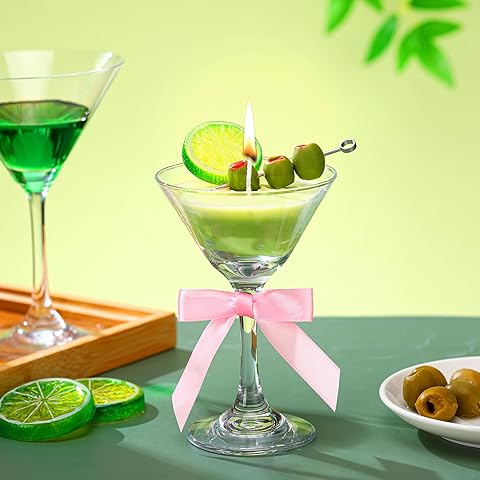 Dirty Martini Cocktail Candle Gifts for Women Men Funny Scented Candle with Bow, Un...