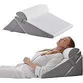 Bedluxe Wedge Pillow Headboard, 3PCS Orthopedic Bed Wedge Pillows Set for After Surgery, Adjustable Pillow Wedge for Acid Ref