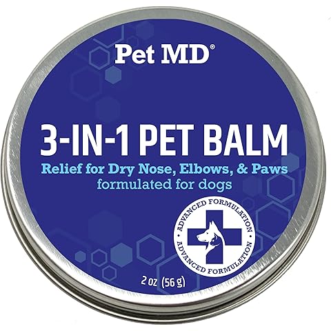 Pet MD Dog Paw Balm - 3-in-1 Paw, Nose/Snout, & Elbow Moisturizer & Paw Protectors for Dogs - 2 oz Paw Wax with Shea Butter, Coconut Oil, & Beeswax