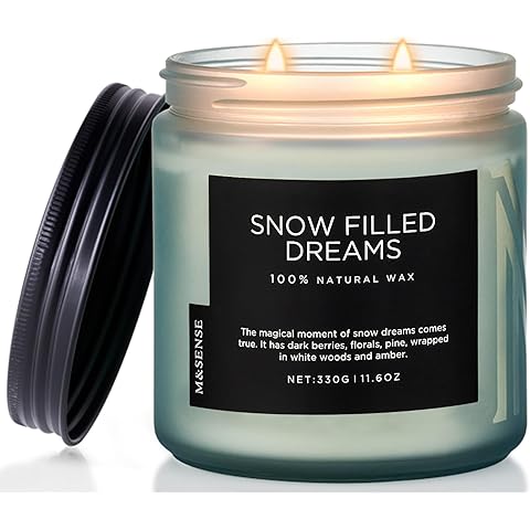Snow Filled Dreams - Jasmine & Pine Scented Candle, 11.6oz Natural Soy Wax 70 Hours...