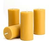 Natural Beeswax Candles 4 Packs, Beeswax Pillar Candles with 140 Hours Burn Time, Organic Emergency Candle Long Burning for Home Room, Smokeless & Dripless, 2x4 inch