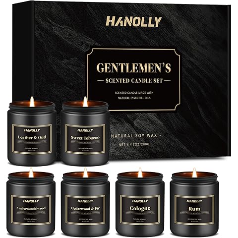 Mens Scented Candle Gift Set, 6 Pack Candles for Men,Gifts for Dad & Father, Soy Ca...