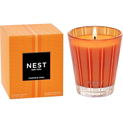 NEST New York Scented Classic Candle, Pumpkin Chai - 8.1 oz - Up to 60-Hour Burn Time - Reusable Glass Vessel