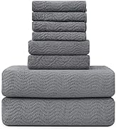 Ultra Soft 8 Piece Textured Bath Towel Set for Bathroom Shower Pool, Kitchen, Quick Dry, Lightwei...