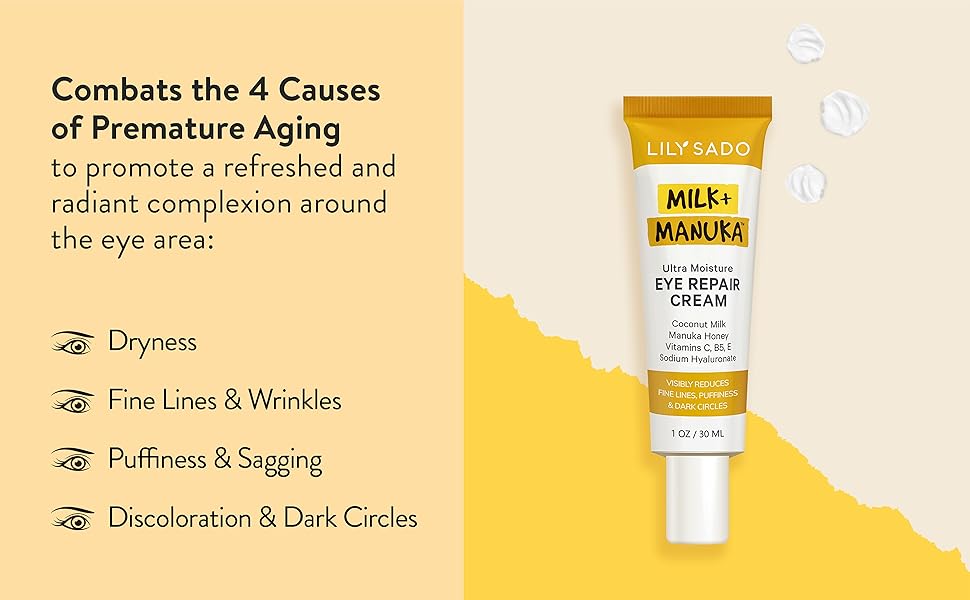 LILY SADO MILK+MANUKA EYE CREAM Coconut Milk and Manuka Honey Eye Repair Moisturizer