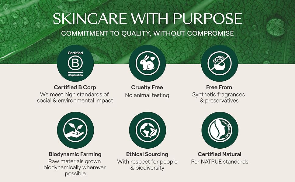 skincare with purpose b corp certified natural cruelty free biodynamic farming ethical sourcing