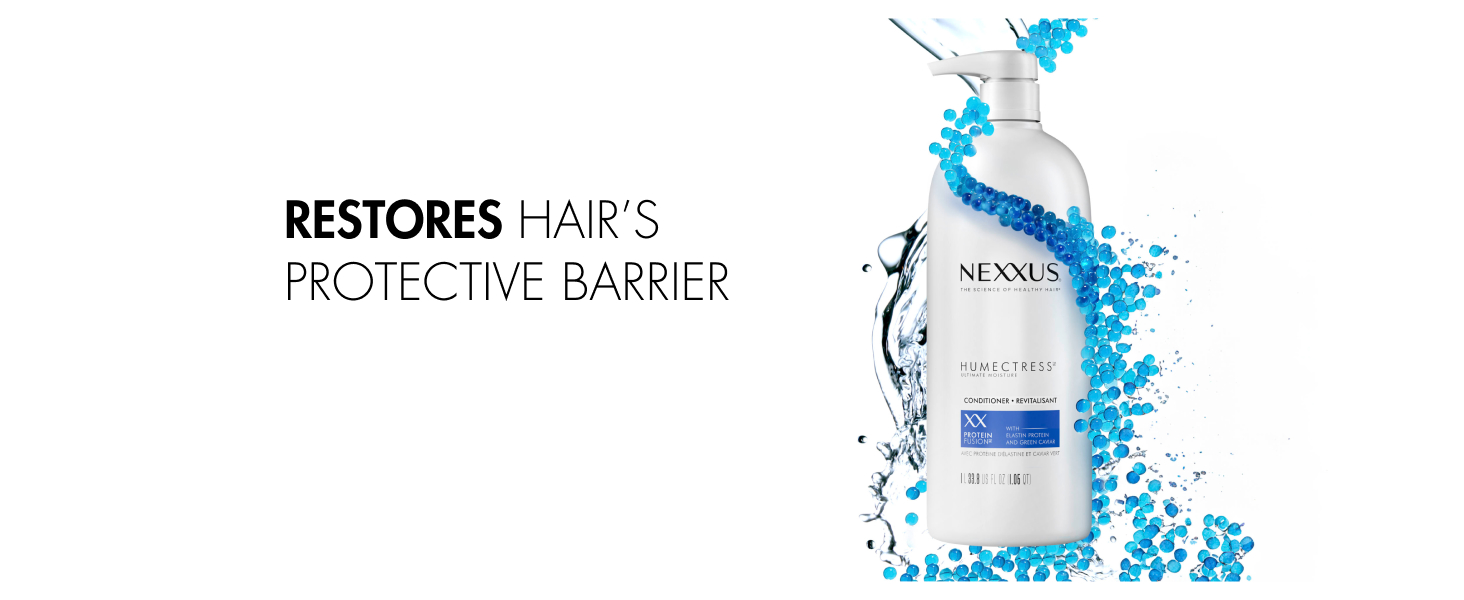 Product shot against blue background with white text.
