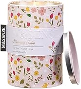 M&SENSE Blooming Tulip Scented Candle, Medium Jar Candle 11.3oz Natural Soy Wax for Home Scented,...