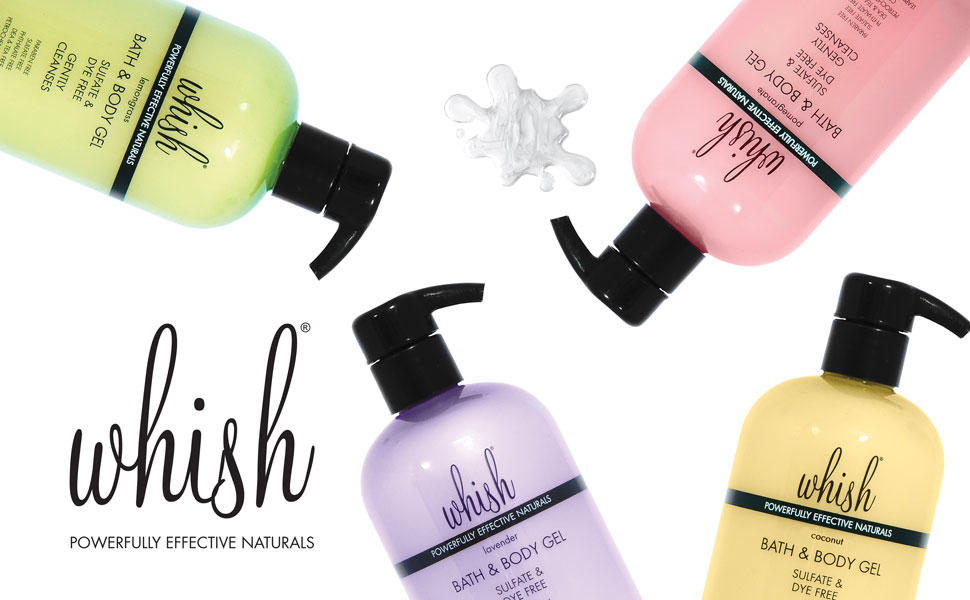 Whish Pomegranate Bath & Body Gel In Pink 13 fluid ounce pump bottle, sulfate free, dye free 