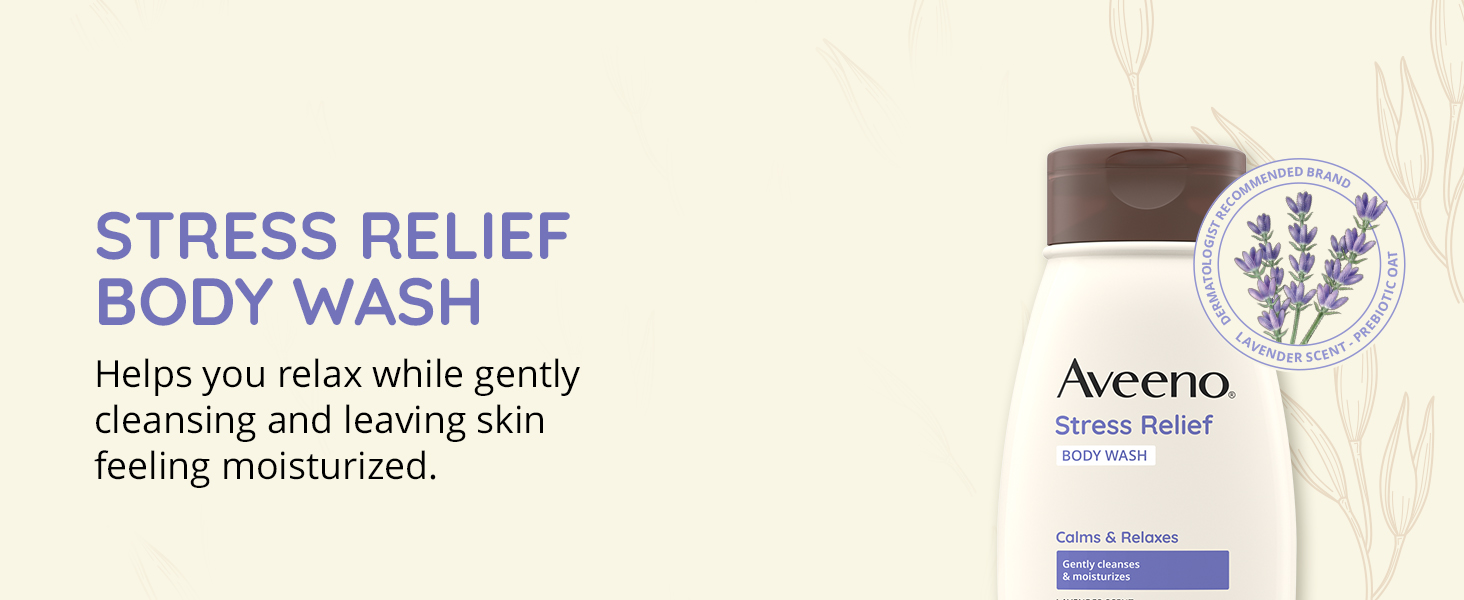 Calming Stress Relief body wash shower gentle cleanse relax skin hydrate moisturize lavendar scented