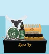 beard kit set b=men man grooming gift brust balm boyfriend dad groomed oil growth black barber brush