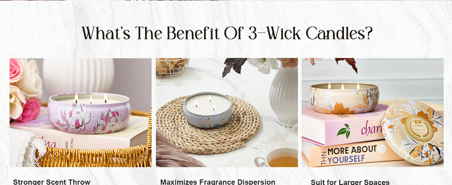 3 wick soy candles highly scented