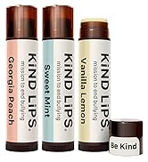 Kind Lips variety 3 pack of 100% natural and organic lip balm that moistureizes chapped lips