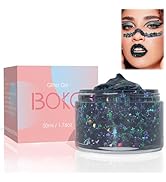 Boko 50ML Body Glitter Gel, Halloween Black Chunky Glitter Gel for Face Hair Body Makeup, Cosmeti...