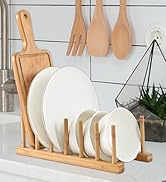 bamboo dish rack pot lid baking pan organizer vertical plate dividers for inside cabinet drying
