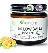 Aspen Kay Naturals Handmade 100% Grass Fed Beef Tallow Balm for Skin Care, Organic Moisturizer + ...