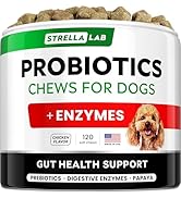 STRELLALAB Pet Probiotics for Dogs & Digestive Enzymes + Digestion & Gut Health Treats, Dog Probi...