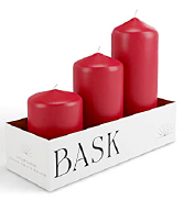 Cone Top Pillar Candles by Bask - Set of 3 - 3