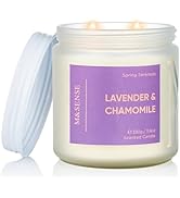 M&SENSE Lavender Chamomile Scented Candle - 11.6oz 70 Hours Natural Soy Wax Non Toxic Aromatherap...